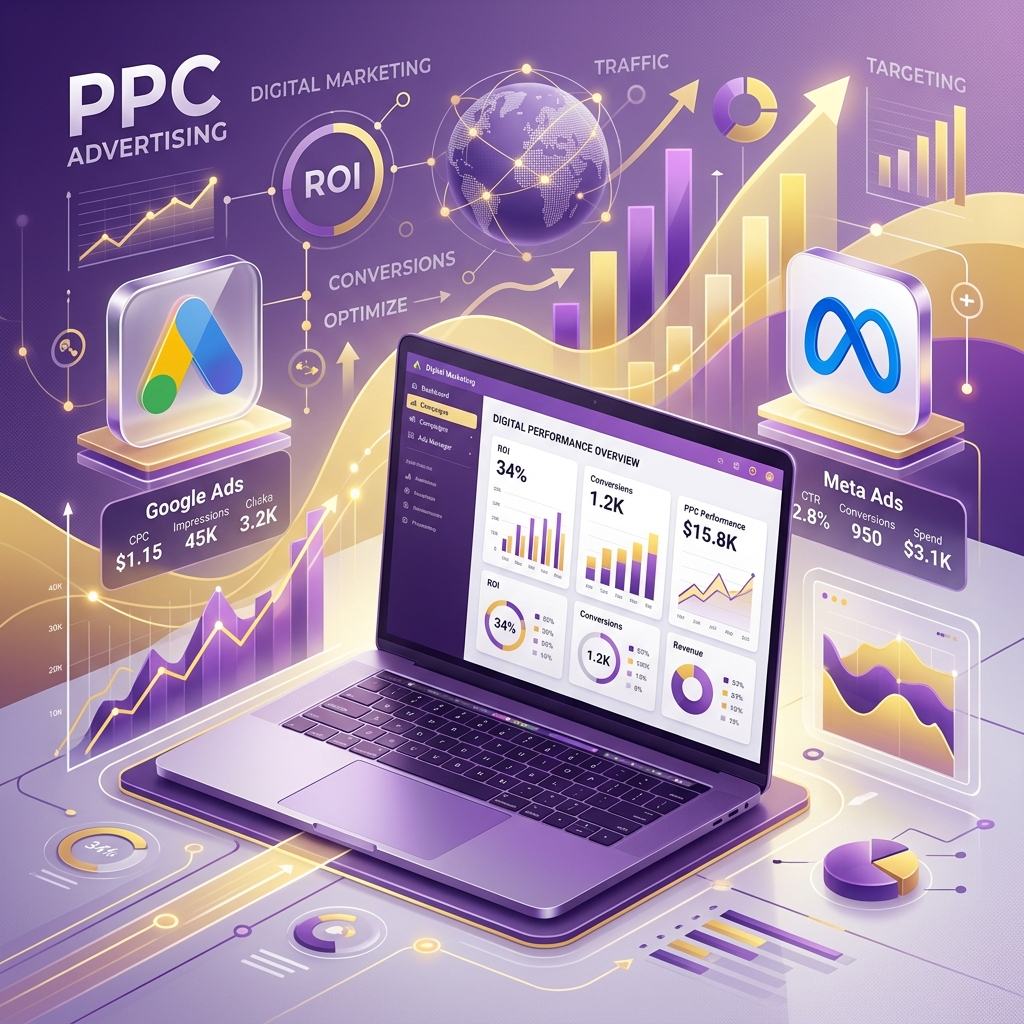 PPC reklama Google Ads a Meta Ads grafika