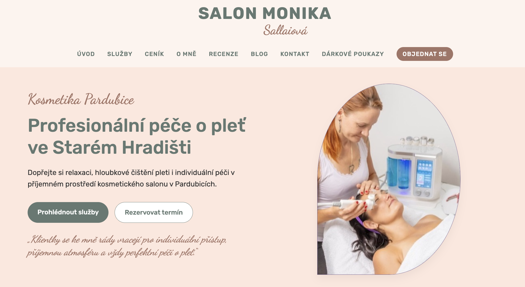 Náhled webu Kosmetický salon Monika